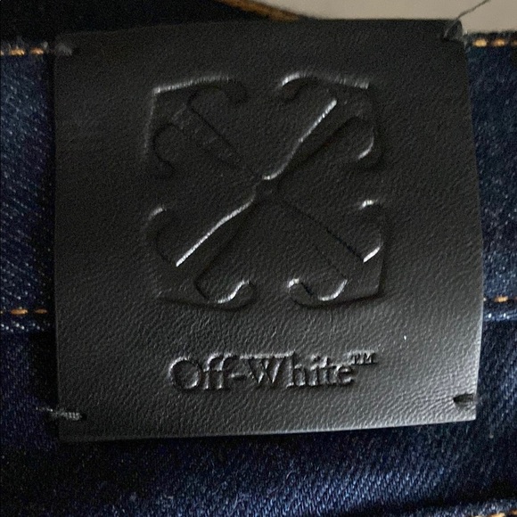 NWT & SOLD OUT Off-White '90s Logo Baggy Denim Jeans in Raw Blue Gold 36W x 36L - Picture 12 of 12